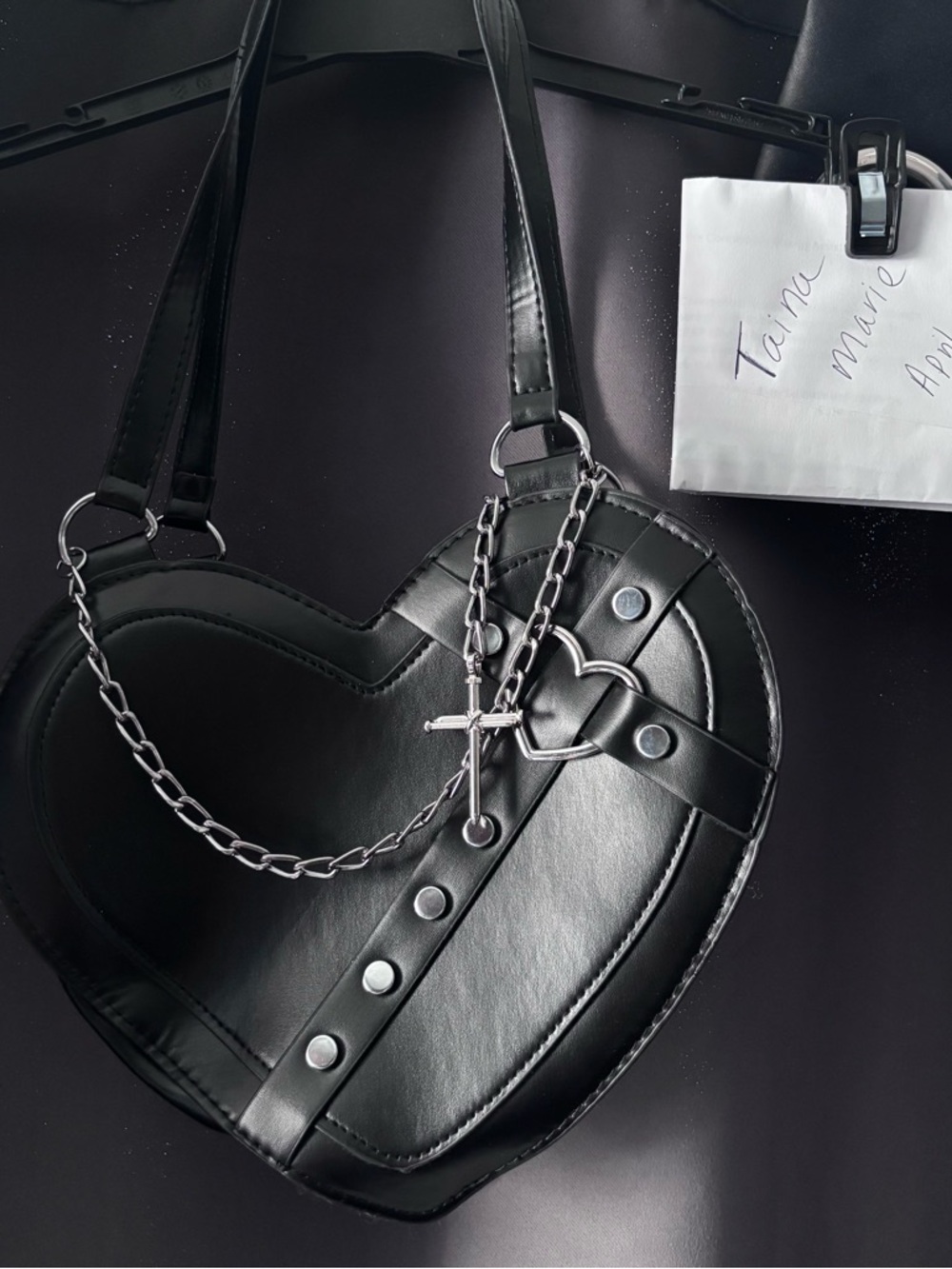 Black Heart-Shaped Chain Crossbody Bag - Chic Women's Shoulder Bag